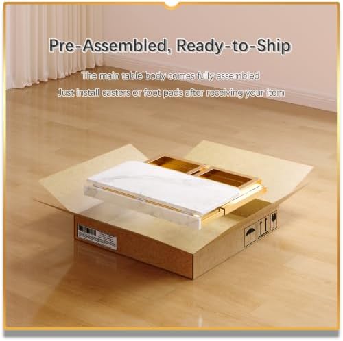 4NM No Tool Assembly 27.5" Small Desk, Folding Portable Desk with Wheels, Foldable Computer Home Office Desks, Collapsible Study Writing Table for Space Saving Bedroom - White Gold