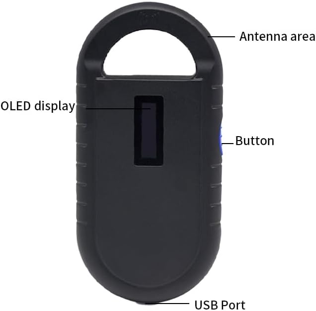 Pet Microchip Scanner ISO11784/85/FDX-B/EMID Animal Handheld Reader,134.2kHz Pet ID Scanner Rechargeable Animal Chip Registration, for Dog/Cat/Pig/Animal (Pure Black) with Storage Memory