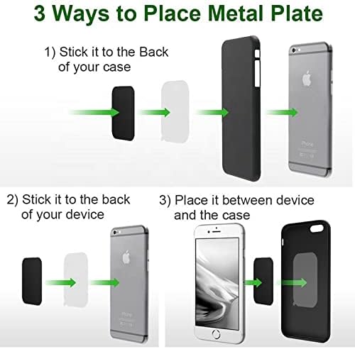 SALEX Phone Metal Stickers for Magnetic Mount - Replacement Set of 16 Car Magnet Square Metal Plates Inside Cell Phone Case. Black Sticky Small Thin Iron Discs with 3M Adhesive Backing for Crafts DIY