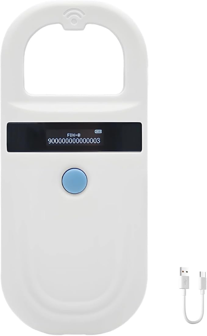 Pet Scanner, 134.2Khz Microchip Reader, Handheld, 0-5.9 in Read, OLED Display, Emid Fdx-B Compatible, for Pet Id Tracking