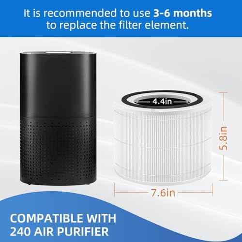 240 True HEPA Replacement Filter for Puro 240 Air Purifier,3-in-1 High-Efficiency HP-14 with Activated Carbon Filter,2 Pack