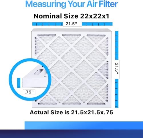 22x22x1 Air Filter (MERV 8) (4-Pack) King Dust & Allergy Control AC Furnace Filters, MADE IN USA, HVAC, Pleated, Electrostatic (Actual Size: 21.5 x 21.5 x .75)