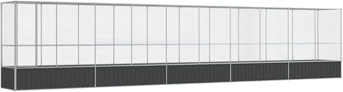 Large Metal Heavy Duty Walk-in Aviary Cage with Extension, Ample Activity Space Bird Cage with Lockable Door Also for Chickens and Rabbits, Silver 410.4"x42.1"x83.5" Steel,-410