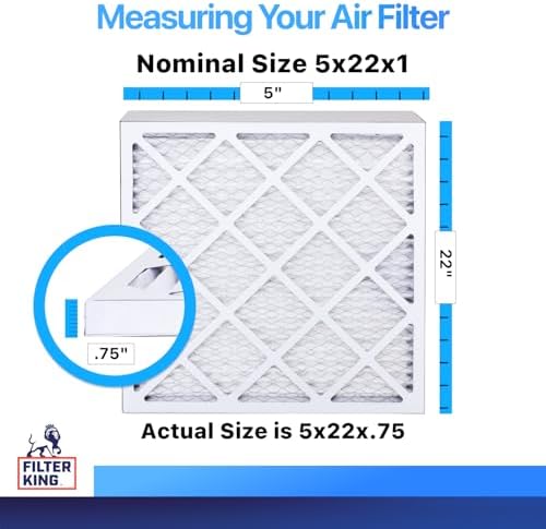 Filter King 5x22x1 MERV 8 Pleated HVAC Air Filters, 4-Pack