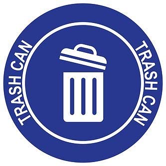 "Trash Can" Durable Laminated Vinyl Floor Sign- Sign by Graphical Warehouse- 5S Safety and Security Signage, Visual Communication Tool (18", Blue/White)