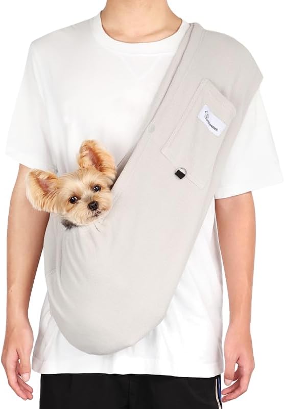 Dog Carrier Sling,Indoor Comfort Adjustable Cat Sling Carrier,with Front Pocket and Seat Belt Dog Carriers for Small Dogs Machine Washable,Suitable for Family Outdoor Use (Large, Grey)