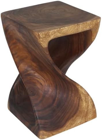 Haussmann Original Twist End Table, Acacia, Walnut, 15x15x23 in