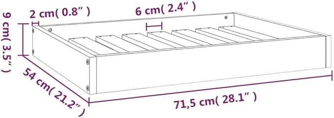 White Solid Pine Wood Dog Bed 28.1x21.3x3.5 Inch, Sturdy Raised Pet Bed for Small Medium Dogs, Rustic Minimalist Design Indoor Outdoor Use, Easy Assembly Wooden Frame Dog Sofa