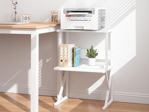 aboxoo Printer Stand for Desk to Save Space, Metal+Wood for Home Office