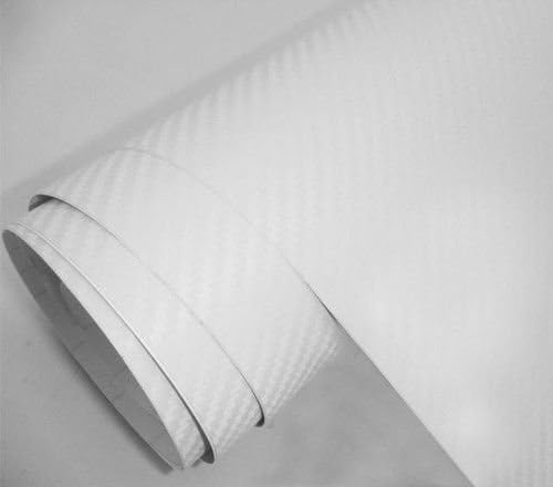 F & B LED LIGHTS White 3D Carbon Fiber Film Twill Weave Vinyl Sheet Roll Wrap (36" X 60", White)