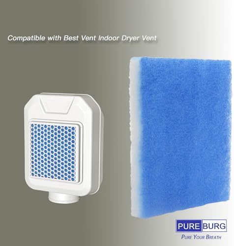 PUREBURG Replacement Filter Compatible with Best Vent Indoor Dryer Vent,12-Pack 6.9" x 6.5" x 0.6" Dryer Lint Filter For Air Clean