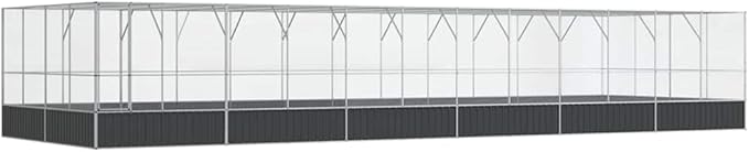 Outdoor Aviary Bird Cage, Galvanized Steel Outside Ample Activity Space Birdcage, 490.6"x163"x83.5", -278