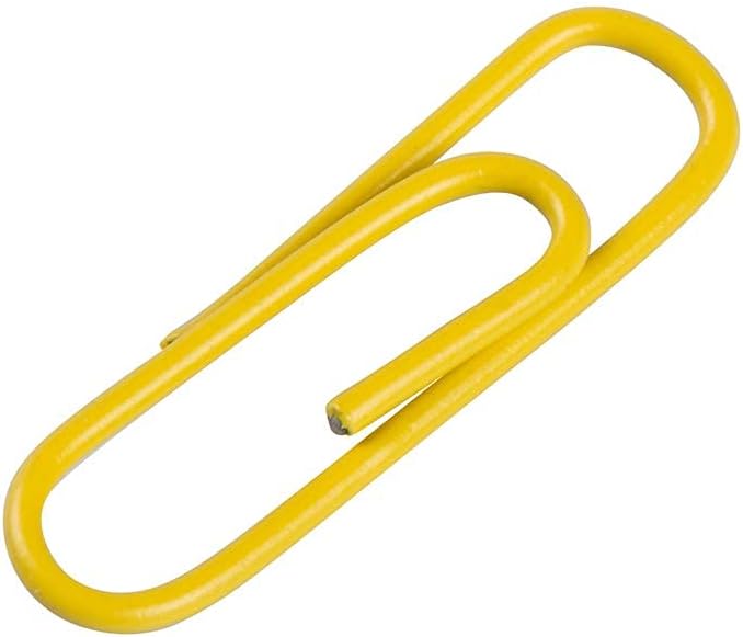JAM PAPER Colorful Standard Paper Clips - Regular 1 Inch - Yellow Paperclips - 100/Pack