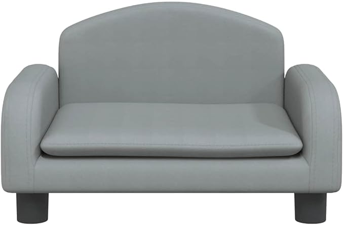 Small Dog Bed Sofa with Solid Pine Wood Frame, Cozy Pet Couch for Cats and Small Dogs, Comfortable Grey Fabric Upholstered Pet Bed, 19.7 x 15.7 x 11.8 Inches