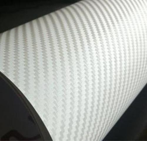 F & B LED LIGHTS White 3D Carbon Fiber Film Twill Weave Vinyl Sheet Roll Wrap (84" X 60", White)