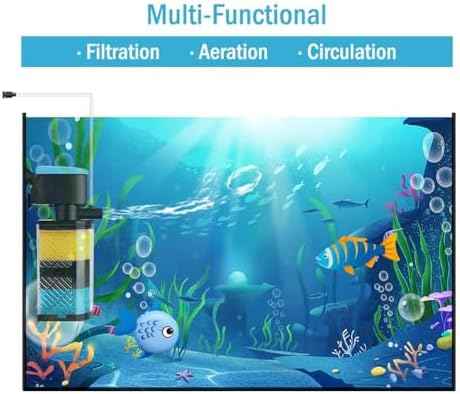 Aquarium Filters – 3-Stage Aquarium Filter in-Tank Filter Internal Filter Fish Tank Filter Turtle Filter for 10-40 Gallon Fish Tanks with Dual Water Outlet and Aeration