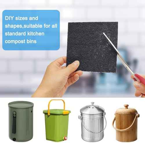 4 Pack 5inch Charcoal Filters for Kitchen Compost Bin, Compost Filters