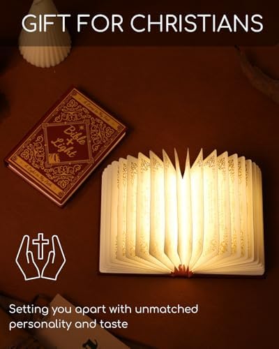 Book Light with Bible Verse, Foldable Paper Desk Lamp for Home Decor, Birthday Gifts for Christians，Book Lovers,Mom and Father