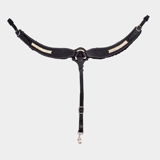Western Horse Breast Collar - Hand-Tooled Leather Tack for Barrel Racing, Roping & Trail Riding - Durable Adjustable Fit - Rodeo & Show-Quality Equestrian Gear