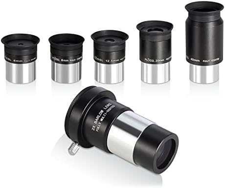 CelticBird 1.25" Eyepiece and Filter Set with a Carry Case-Telescope Accessory Kit (13 Piece) - 5pcs Plossl Eyepieces & 5pcs Color Filters & a 2X Barlow Lens & a Moon Filter & a Polarizing Filter
