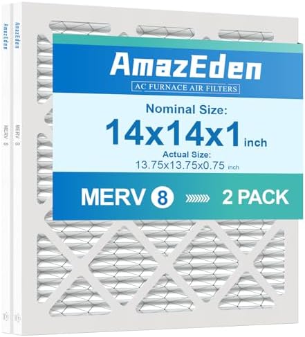 14x14x1 MERV 8 Pleated HVAC Air Filters, 2-Pack