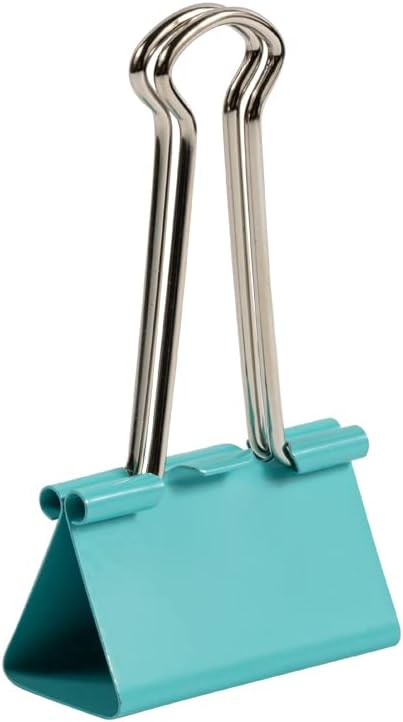 JAM PAPER Colorful Binder Clips - Large - 1 1/2 Inch (41 mm) - Teal Binderclips - 12/Pack