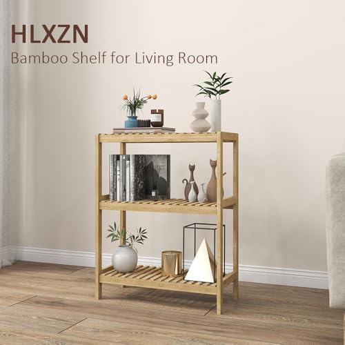 3-Tier Bamboo Freestanding Shelf Multi-use Small Bookshelf Bookcase
