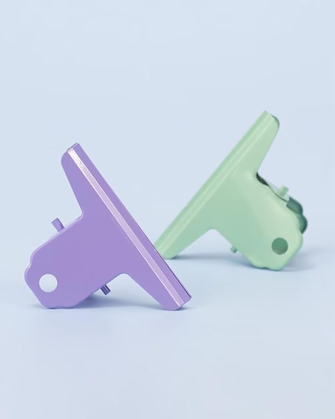 2PCS Extra Large Binder Clips Metal Bulldog Clips Large Paper Clamps Holder Chip Clips for Home School Office Drawing Bag Purple 4inch