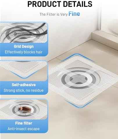 6-Pack Silicone Shower Drain Cover to Keep Bugs Out with 30-Pack Floor Drain Filter Screen Sticker, Anti-Blocking Anti-Insect Sewer Covers