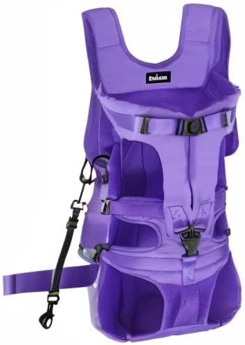 PetBonus Pet Front Dog Carrier Backpacks, Adjustable Pet Backpack, Legs Out Easy-fit Puppy Chest Carrier for Medium Small Dogs, Hands Free for Hiking, Cycling (Purple, XL)