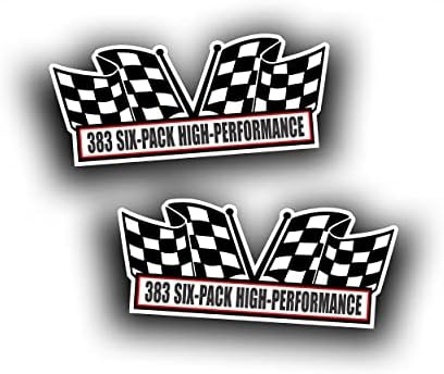 2X Engine Window Air Cleaner Sticker Decal 383 Six Pack Tri Power for V8 Street, Race, Classic Muscle Car, Compatible with Pontiac and Chevrolet Chevy Crate Motor 5x2.25 inch