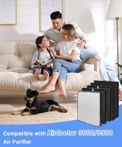 5 Pack AD3000 / AD3500 Replacement Filter Compatible with Air doctor 3000/3500 Air Purifier, 1 main filter + 2 Activated Carbon filters + 2 Carbn Pre-Filters
