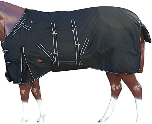 Black 66 in HILASON 1200D Winter Waterproof Poly Horse Turnout Blanket Belly Wrap