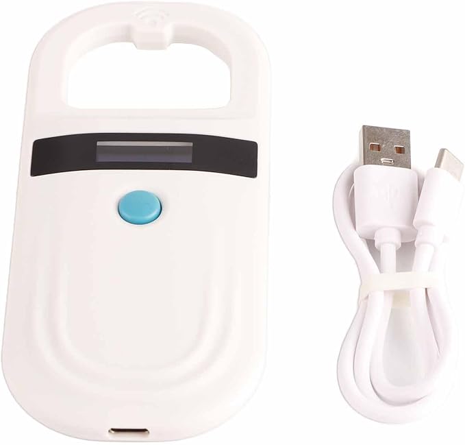 Sanpyl Animal Chip ID Scanner Reader OLED Display Screen Pet Tag Scanner Alarm USB Interface for FDXB and EMID Microchips, Includes USB Cable and User Manual, Suitable for Railway Detection
