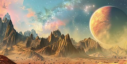 Cosmic Aquarium Background,Cool Galaxy Parallel Space Themed Fish Tank Background, Tropical Desert Terrarium Background 36X24IN with 8 EVA Double-Sided Tape