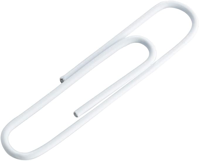 JAM PAPER Colorful Jumbo Paper Clips - Large 2 Inch - White Paperclips - 75/Pack