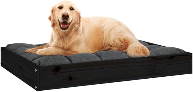 Minimalist Solid Pine Wood Dog Bed 28.1 x 21.3 x 3.5 Inches Raised Platform for Medium Dogs Durable Rustic Finish Easy Clean Joint Support