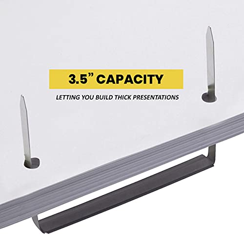 OLYMPX 50 Pcs of 3.5” Capacity Premium Metal Prong Paper Fastener Complete Set, 2.75 Inch Base with Standard 2-Hole Punch Compressor for Paper File Folder, 50 per Box