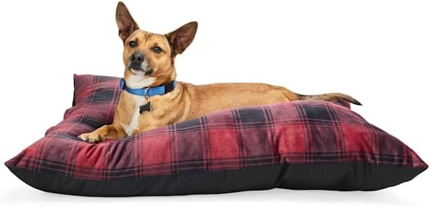 EveryYay by Petco Essentials Pillow Dog Bed 38" L X 30" W X 6" H Large Red Buffalo Check
