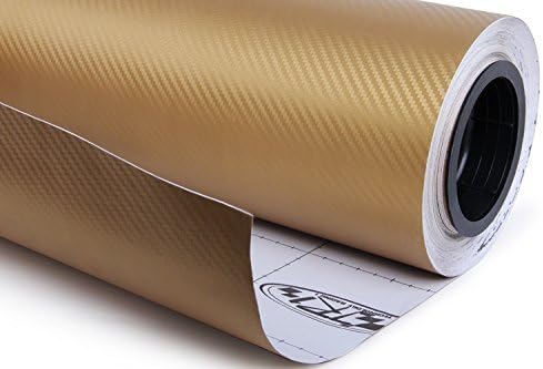 F & B LED LIGHTS Golden 3D Carbon Fiber Film Twill Weave Vinyl Sheet Roll Wrap (48" X 60", Golden)
