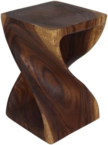 Haussmann Original Twist End Table, Acacia, Walnut, 15x15x23 in