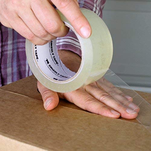 Grizzly Power Clear Packing Tape (6 Rolls) | Heavy Duty Packing Tape (2 Inch x 65 Yards) | 2.8mil Thick Strong Adhesive for Moving Boxes, Shipping Cartons, Office Use, Storage & Wrapping (390 Yards)