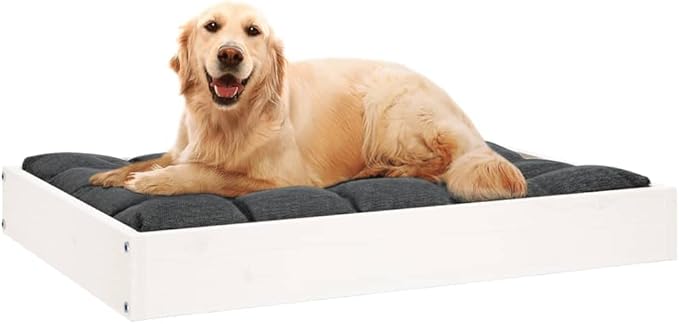 Dog Bed Frame for Small Dogs, Solid Pine Wood Elevated Pet Bed, Modern Minimalist Rectangular Wood Pet Sleeping Platform, 28.1 x 21.3 Inches, White