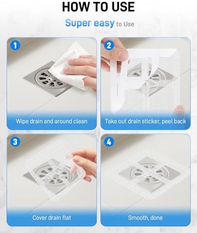 6-Pack Silicone Shower Drain Cover to Keep Bugs Out with 30-Pack Floor Drain Filter Screen Sticker, Anti-Blocking Anti-Insect Sewer Covers