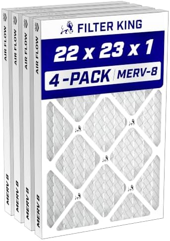 Filter King 22x23x1 Air Filter (MERV 8) (4-Pack) Dust & Allergy Control AC Furnace Filters, MADE IN USA, HVAC, Pleated, Electrostatic (Actual Size: 22 x 23 x .75)
