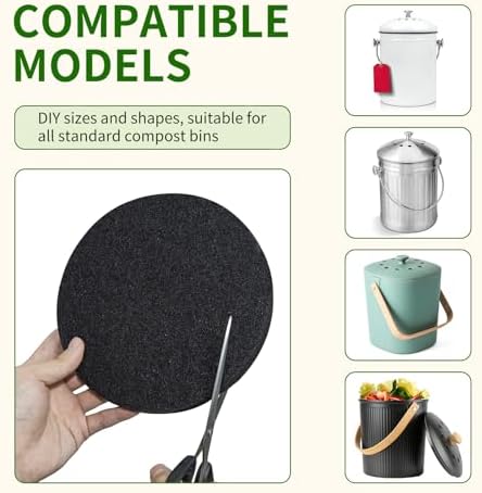 7.25 inch Compost Filters for Countertop Bin Saiqiang 12Pack Charcoal