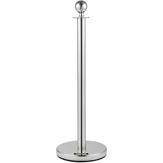 VEVOR Stanchion Post with Velvet Ropes, 6-Pack Crowd Control Stanchion with 3PCS 5FT Red Velvet Ropes, Stainless Steel Queue Barrier Line Divider with Ball Top for Events, Museums, Parties