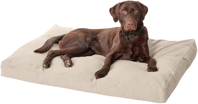 Orvis Comfortfill-Eco Lounger Dog Bed, Heathered Khaki - Large