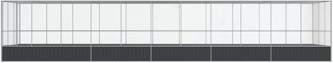Large Metal Heavy Duty Walk-in Aviary Cage with Extension, Ample Activity Space Bird Cage with Lockable Door Also for Chickens and Rabbits, Silver 448.4"x120.9"x83.5" Steel,-527