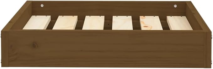 Solid Wood Dog Bed Honey Brown 20.3x17.3x3.5 Inches Pine Frame Pet Sofa for Small Medium Dogs, Rustic Minimalist Design Sturdy Raised Platform Bed for Living Room Bedroom